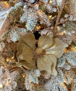 Inspire Me! Home Decor Gold Glittered Magnolia Stem