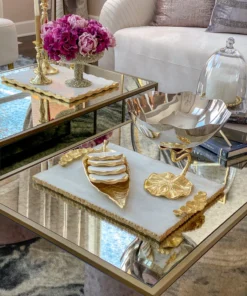 Inspire Me! Home Decor Long Slim Gold Metal Leaf Tray