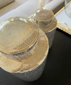 Inspire Me! Home Decor Jars White And Gold Elegant Jar With Lid (2 Sizes)