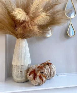 Inspire Me! Home Decor Beige Velvet Feather Pumpkins (3 Sizes) SEASONAL