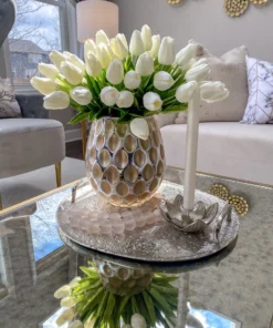 Inspire Me! Home Decor Silver Lotus Flower Candle Holder