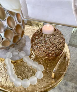 Inspire Me! Home Decor Gold Orb Ceramic Tealight Holder