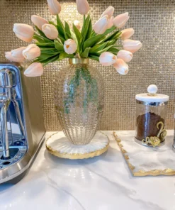 Inspire Me! Home Decor Studded Amber Glass Vase Wtih Gold Rim