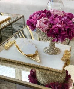 Inspire Me! Home Decor Gold Bordered Round Marble Coasters