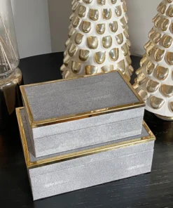 Inspire Me! Home Decor Faux Leather Box Set With Gold Edge Detail (Set Of 2)