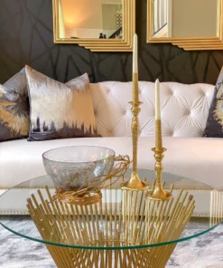 Inspire Me! Home Decor Glass Bowl With Gold Metal Swirl