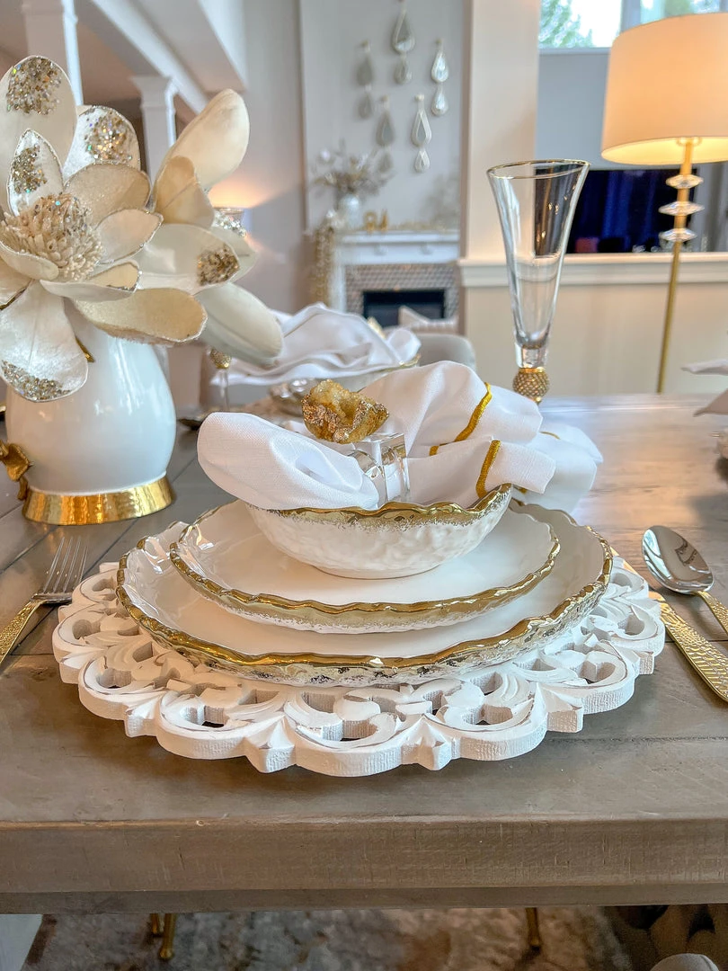 Inspire Me! Home Decor White And Gold Ombre Dinner Set 6 Inspire Me! Home Decor White And Gold Ombre Dinner Set