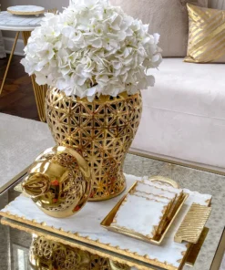 Inspire Me! Home Decor Gold Pierced Pattern Ginger Jar