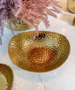 Inspire Me! Home Decor Gold Oval Hammered Porcelain Bowl