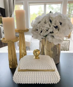 Inspire Me! Home Decor Cream Studded Box W/ Gold Detailing