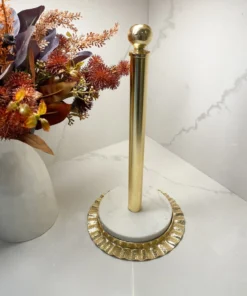 Inspire Me! Home Decor Gold Ripple Edge Paper Towel Holder With Marble Base (2 Colors)