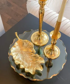 Inspire Me! Home Decor Stacked Glass Cake Stand With Textured Gold Rim (2 Sizes )