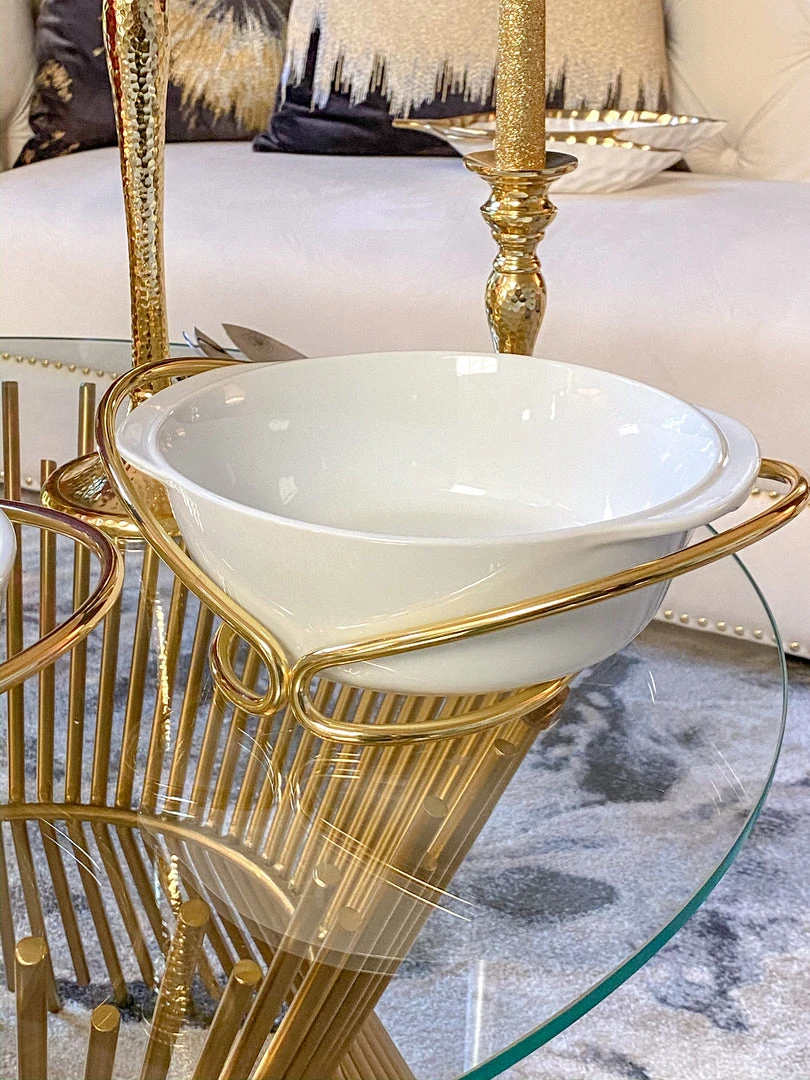 Inspire Me! Home Decor KITCHEN Round Porcelain Serve-ware With Metal Base 3 Inspire Me! Home Decor KITCHEN Round Porcelain Serve-ware With Metal Base