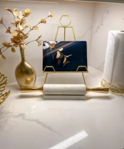 Inspire Me! Home Decor Distressed Gold Handle Marble Decorative Rolling Pin