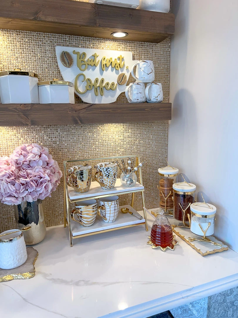 Inspire Me! Home Decor Glass Canister On Gold Twig Base With Marble Lid (3 Sizes) 6 Inspire Me! Home Decor Glass Canister On Gold Twig Base With Marble Lid (3 Sizes)