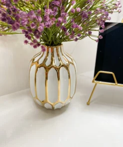 Inspire Me! Home Decor White And Gold Pattern Vase