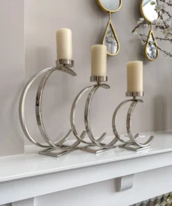 Inspire Me! Home Decor Silver Semi-Circle W/ Marble Top Candle Holder (3 Sizes)