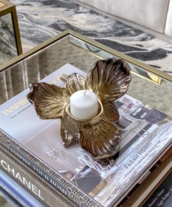 Inspire Me! Home Decor Gold Orchid Tea Light Holder