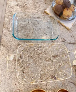 Inspire Me! Home Decor Rectangular Pyrex With Gold Branch Detailed Holder 10 Inspire Me! Home Decor Rectangular Pyrex With Gold Branch Detailed Holder