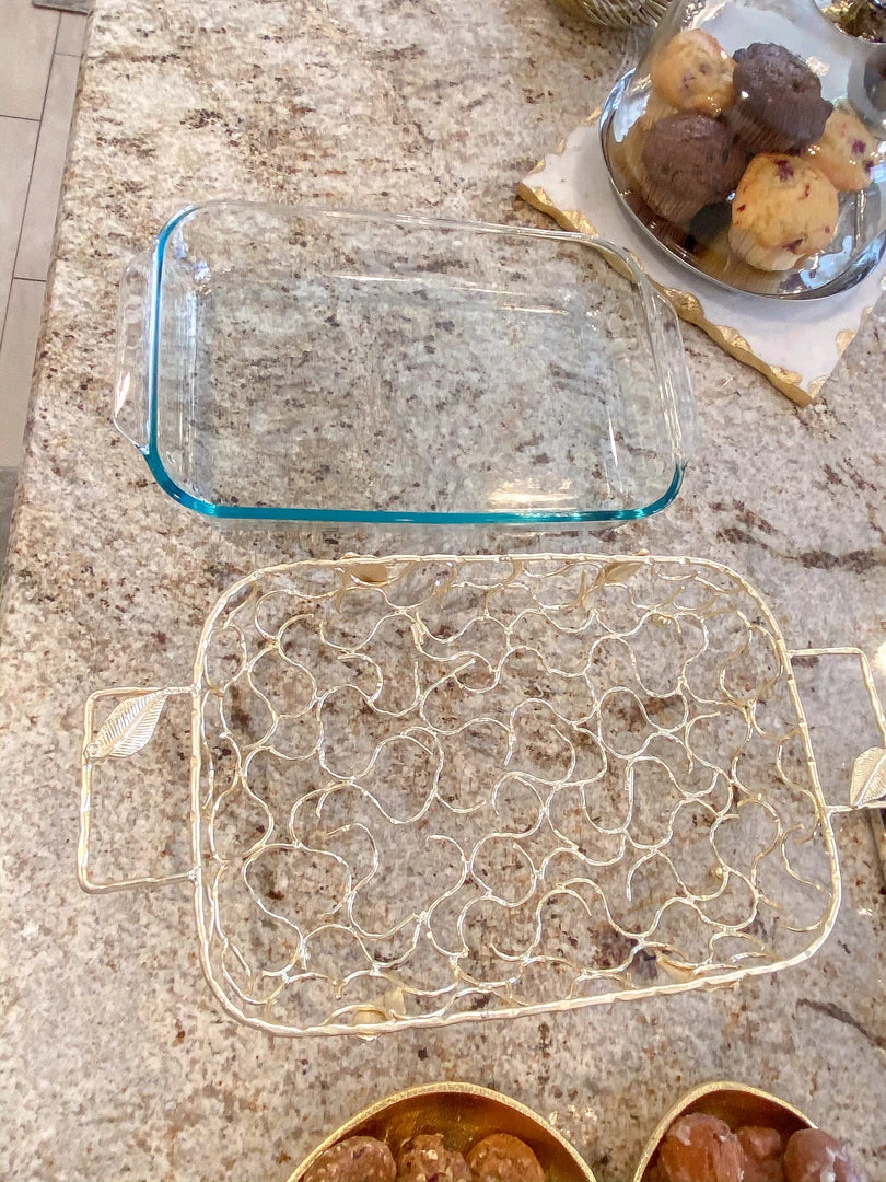 Inspire Me! Home Decor Rectangular Pyrex With Gold Branch Detailed Holder 5 Inspire Me! Home Decor Rectangular Pyrex With Gold Branch Detailed Holder
