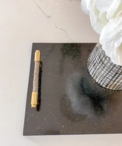 Inspire Me! Home Decor Black Marble Tray W/ Coil Handles And Knife