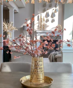 Inspire Me! Home Decor Gold Metal Wood Pattern Round Tray