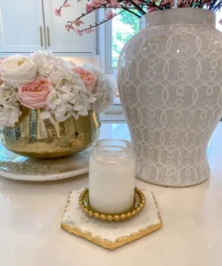 Inspire Me! Home Decor Marble Hexagon Trivet W/ Gold Edge 8 Inspire Me! Home Decor Marble Hexagon Trivet W/ Gold Edge