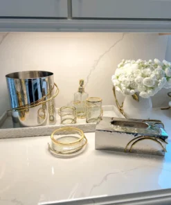 Inspire Me! Home Decor Silver & Gold Bathroom Set With Gold Vine Detail (5 Piece) 5 Inspire Me! Home Decor Silver & Gold Bathroom Set With Gold Vine Detail (5 Piece)