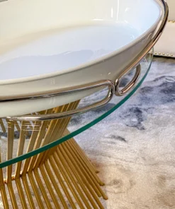 Inspire Me! Home Decor Oval Porcelain Serveware With Metal Base (2 Colors) 12 Inspire Me! Home Decor Oval Porcelain Serveware With Metal Base (2 Colors)