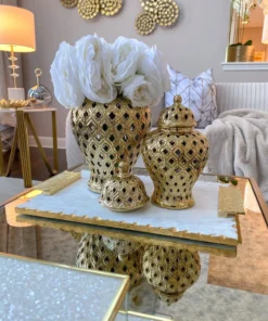 Inspire Me! Home Decor Extra Mini/Miniature Gold Ginger Jar