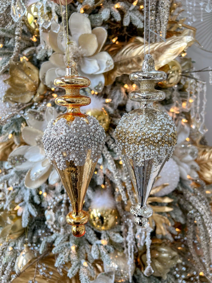 Inspire Me! Home Decor Gold Metallic Glass Finial Ornament (2 Colors) 3 Inspire Me! Home Decor Gold Metallic Glass Finial Ornament (2 Colors)
