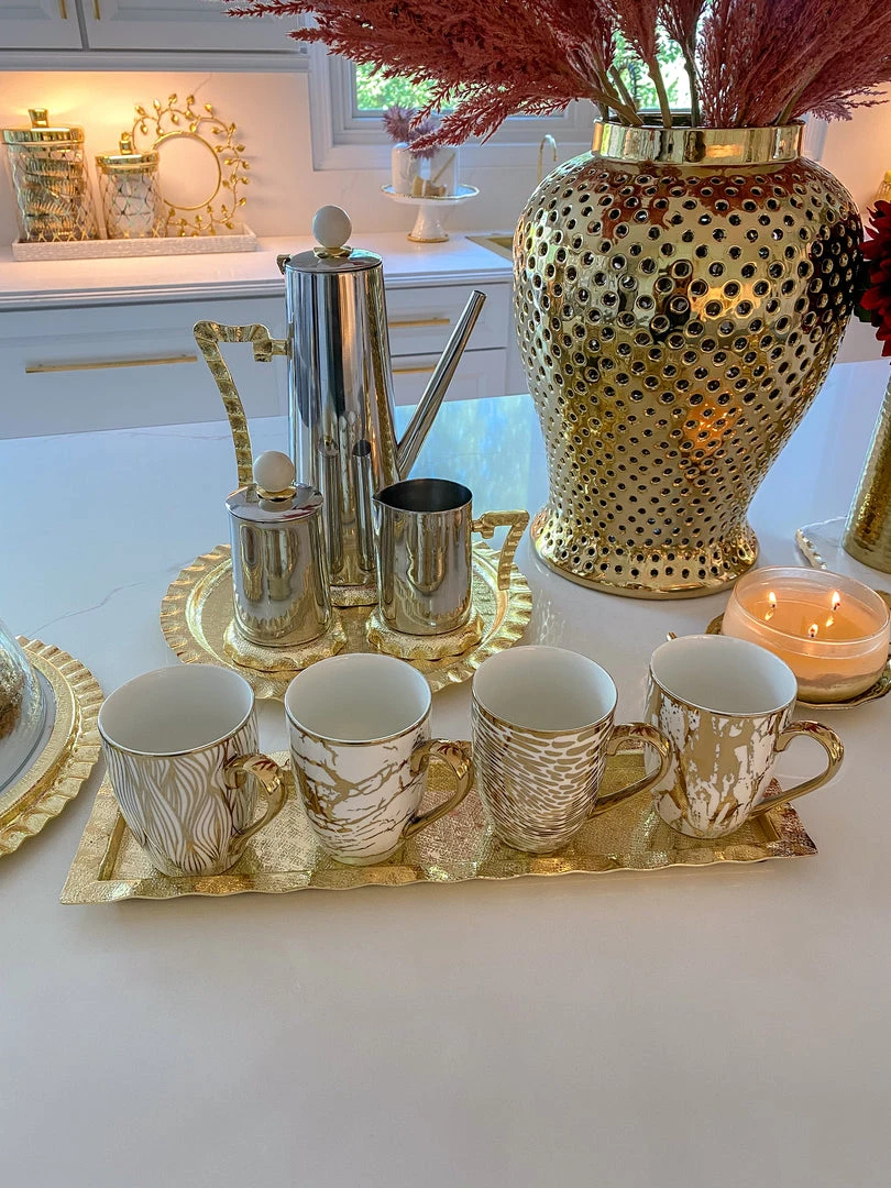 Inspire Me! Home Decor Gold Textured Ruffle Coffee/Tea Set Collection (4 Items Sold Individually) 8 Inspire Me! Home Decor Gold Textured Ruffle Coffee/Tea Set Collection (4 Items Sold Individually)