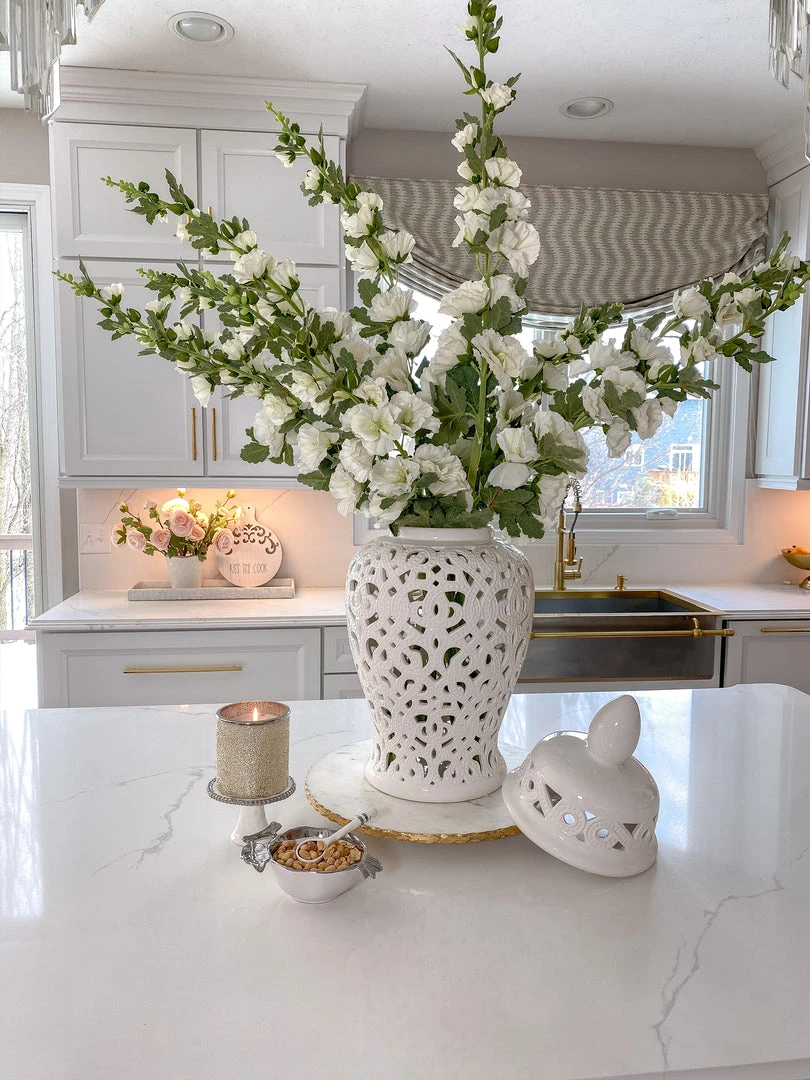 Inspire Me! Home Decor Floral Stems Hollyhock Stem (3 Colors) 3 Inspire Me! Home Decor Floral Stems Hollyhock Stem (3 Colors)