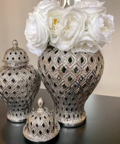 Inspire Me! Home Decor Large Silver Bulbed Ginger Jar