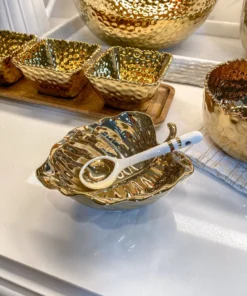 Inspire Me! Home Decor Gold Leaf Snack Bowl And Spoon Set