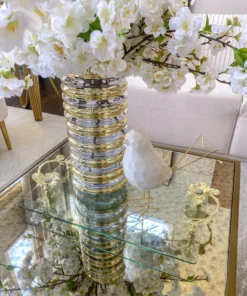 Inspire Me! Home Decor Gold Floral Crystal Handled Glass Tray