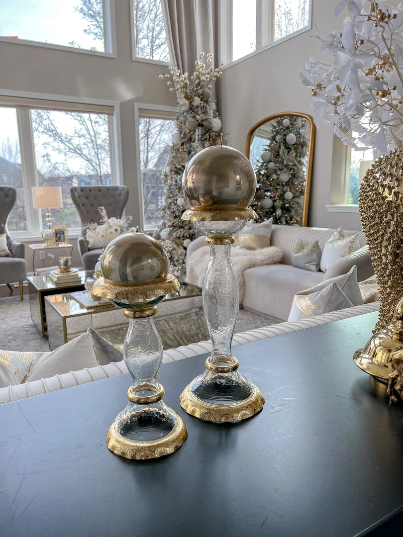 Inspire Me! Home Decor Glass Candle Holders With Gold Ruffle Detail (2 Sizes) 10 Inspire Me! Home Decor Glass Candle Holders With Gold Ruffle Detail (2 Sizes)