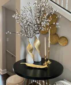 Inspire Me! Home Decor Gold And White Twisted Vase (2 Sizes)