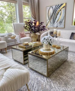 Inspire Me! Home Decor Round Marble Tray With Gold Floral Edge