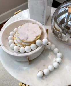 Inspire Me! Home Decor Round Marble Bowl W/ Gold Metal Base