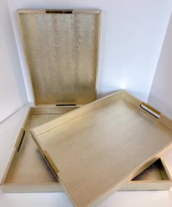 Inspire Me! Home Decor Golden Faux Leather Tray, Set Of 3