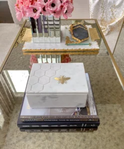 Inspire Me! Home Decor Marble Box With Metal Bee Inlay
