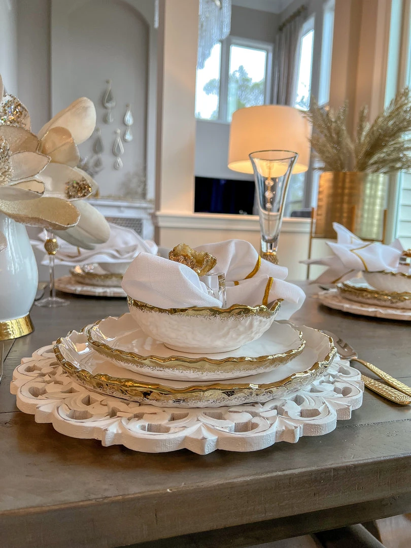Inspire Me! Home Decor White And Gold Ombre Dinner Set 4 Inspire Me! Home Decor White And Gold Ombre Dinner Set