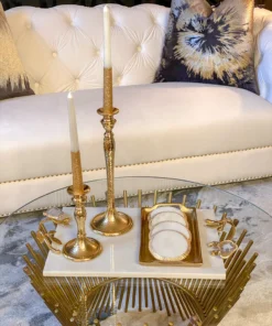 Inspire Me! Home Decor Marble Tray With Gold Agate Handles