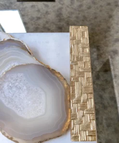 Inspire Me! Home Decor Beige Stone Agate Coasters W/ Gold Edge ( Set Of 4) 10 Inspire Me! Home Decor Beige Stone Agate Coasters W/ Gold Edge ( Set Of 4)