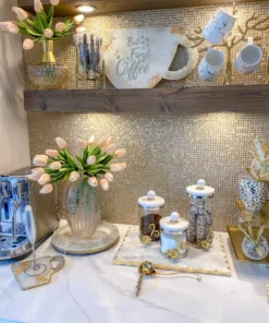 Inspire Me! Home Decor Studded Amber Glass Vase Wtih Gold Rim