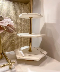 Inspire Me! Home Decor Three Tiered Marble Stand With Gold Inlay