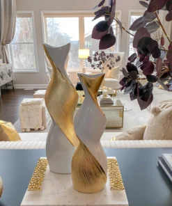 Inspire Me! Home Decor Gold And White Twisted Vase (2 Sizes)