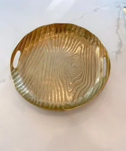 Inspire Me! Home Decor Gold Metal Wood Pattern Round Tray