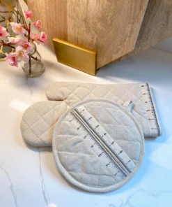 Inspire Me! Home Decor Natural Measuring Edge Oven Mit And Potholder Set KITCHEN